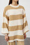Mink Soft Textured Thessaloniki Knitwear Striped Sweater Tctaw25Ak00016 - 4