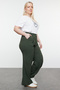 Green Elastic High Waist Pleated Wide Leg Woven Pants Tbbss22Pl0448 - 2