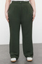 Green Elastic High Waist Pleated Wide Leg Woven Pants Tbbss22Pl0448 - 3
