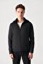 Men's Anthracite Hooded Collar Coat with Side Pockets A12y6047