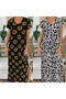 V-Neck Zebra Print Pegasus Fabric Dress - Women's, Short Sleeve - 3