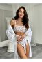 Silky Satin Bridal Dressing Gown with Lace Sleeves - 4