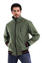 Men's Stand Collar Bondik Fabric Lined Pocketed Zippered Water Repellent Seasonal Coat Khaki