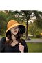 Knitted Visor Hat with Foldable Bow Bag Wide Brim Vacation Pool Sea Travel Beach Hat - 3