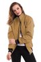 Women's Stand Collar Bonded Water Repellent Fabric Casual Zippered Seasonal Coat Mustard - 2