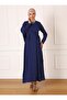 Navy Blue Aerobin Hijab Dress - Side Tie Detail - Refka - 3