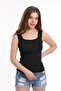 Women's Black Sleeveless Blouse, Thick Strap Tank Top, Thin Summer Square Neck Knitwear - 6