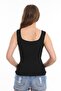 Women's Black Sleeveless Blouse, Thick Strap Tank Top, Thin Summer Square Neck Knitwear - 4