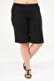 Large Size Elastic Waist Pocketed Comfortable Sports and Casual Two-Thread Shorts-Black - 6