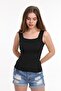 Women's Black Sleeveless Blouse, Thick Strap Tank Top, Thin Summer Square Neck Knitwear
