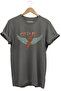 Rock and Roll Rock Music Wing Printed Regular Fit 100% Cotton Gray T-Shirt