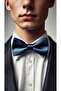 Navy Blue Color Plain Bow Tie - 3