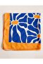Blue Sunflower Modern Satin Scarf - 3