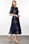 Navy Blue Lace Dress - 5