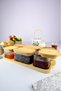 6-Piece Borosilicate Thin Glass Storage Set - Breakfast Set with Bamboo Lid and Stand - D/8 C1-1-289 - 3