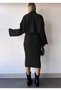 Popular Trend Crop Sweater and Knitwear Dress Set with Turtleneck Hair Braid Motif - 2