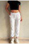 Women's High Waist Elastic White Sweatpants - 4