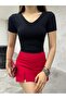 Women's V Neck Short Sleeve Fitted/Body-Fitting Blouse Bodysuit - 4