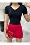 Women's V Neck Short Sleeve Fitted/Body-Fitting Blouse Bodysuit - 2