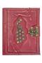 Unlined Leather Notebook with Peacock Figure