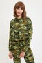 Women's Green Camouflage Patterned Hooded Lace-up Waist Crop Sweatshirt S3806AZ20AU - 6