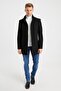 Men's Black Quilted Lined Wool Blended Cashmere Coat - 3