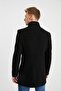 Men's Black Quilted Lined Wool Blended Cashmere Coat - 5