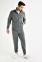 Men's Anthracite Tracksuit Top with Stand Collar and Zipper Pocket - 8