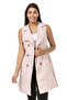 Double-breasted Collar, Double Pockets, Shoulder Epaulettes, Belted Lined Powder Color Vest - 2