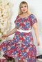 Madonna Collar Colorful Floral And Belted Comfortable Flowy Dress - 7