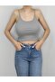 Women's Gray Corded Strap Crop T-Shirt - 2