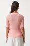 Women's Pink Lightweight See-Through Knitwear Blouse Fn03210 - 5