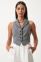 Gray Shawl Collar Woven Women's Vest - LV00002 - 3