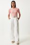 Women's Pink Lightweight See-Through Knitwear Blouse Fn03210 - 4