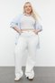 High Waist Wide Leg White Denim Trousers - TBBSS24CJ00055