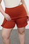 Brown High Waist Wide Leg Shorts-Skirt TBBSS24AP00018 - 4