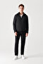 Men's Anthracite Hooded Collar Coat with Side Pockets A12y6047 - 8