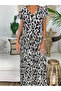V-Neck Zebra Print Pegasus Fabric Dress - Women's, Short Sleeve