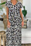 V-Neck Zebra Print Pegasus Fabric Dress - Women's, Short Sleeve - 2
