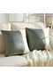 2 PCS Gold Leather Striped Velvet Look Decorative Throw Pillow Cover - 3