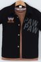 Boy's Seasonal Cotton Paw Dog Embroidered Black Shirt T-Shirt Set of 2 - 6