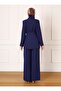 Refka Dark Blue Stylish Jacket - Belt Detailed - 6