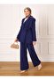 Refka Dark Blue Stylish Jacket - Belt Detailed - 2