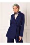 Refka Dark Blue Stylish Jacket - Belt Detailed - 4