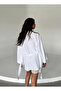 White Buttoned Belted Linen Kimono - 005 - 4