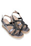 Women's Genuine Leather Black Heeled Sandals - 2