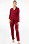 Shirt Collar Long Sleeve Viscose Fabric Women's Pajama Set - 4