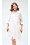 Linen Embroidered Oversize Long Shirt Dress - Patterned - 2