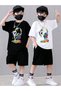 Kids' Headphone Printed Top and Bottom 100% Cotton T-Shirt and Shorts Set