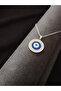 Stainless Steel Women's Necklace - Silver Color, Evil Eye Bead Design - 6